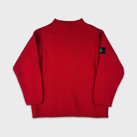 Stone Island Red 2000’s Chunky Knit XXL