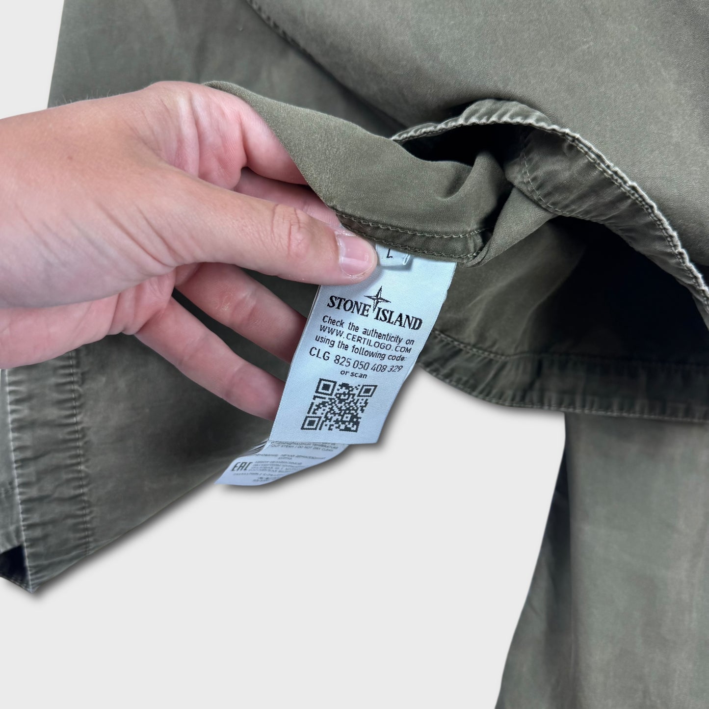 Stone Island Olive Full Zip Overshirt L