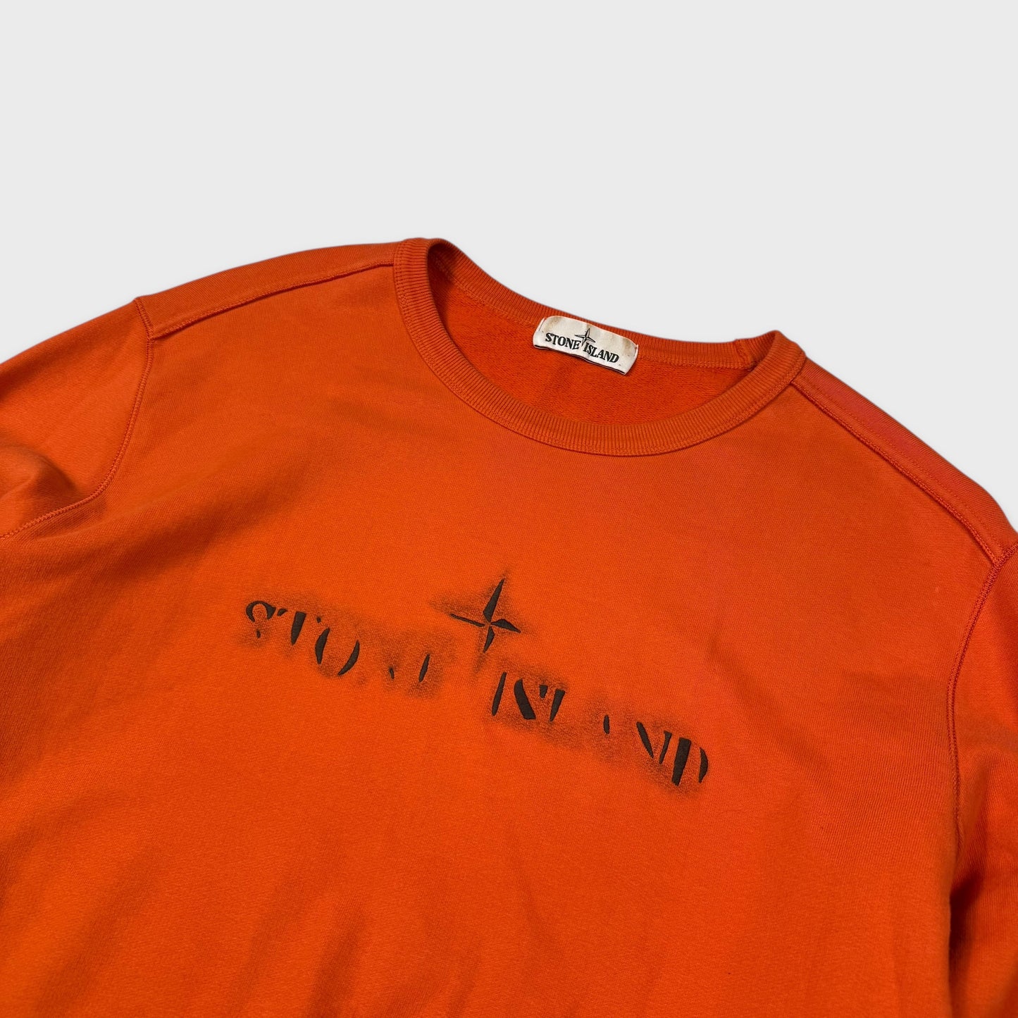 Stone Island Orange Spellout Crewneck XL