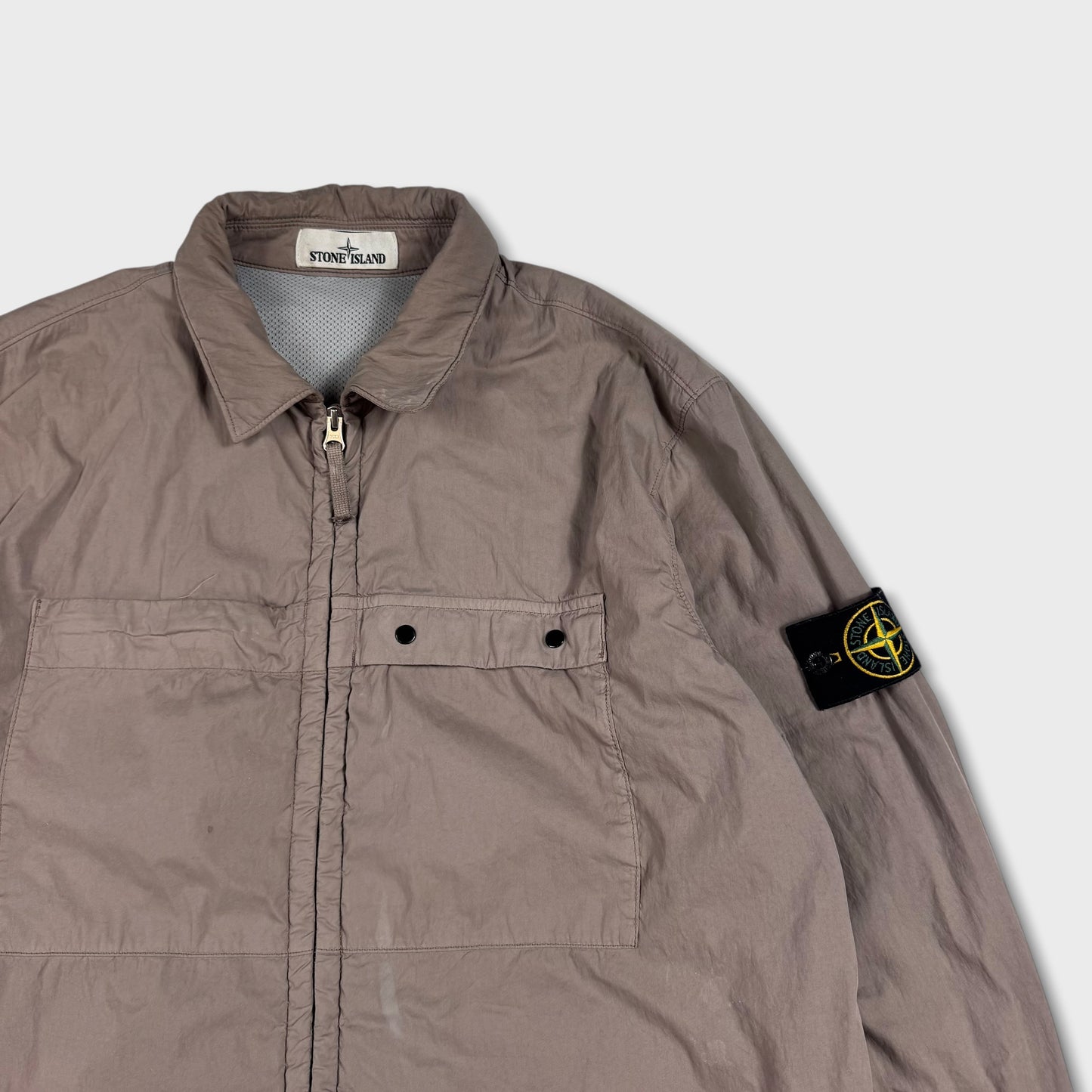 Stone Island Grey Full Zip Overshirt L