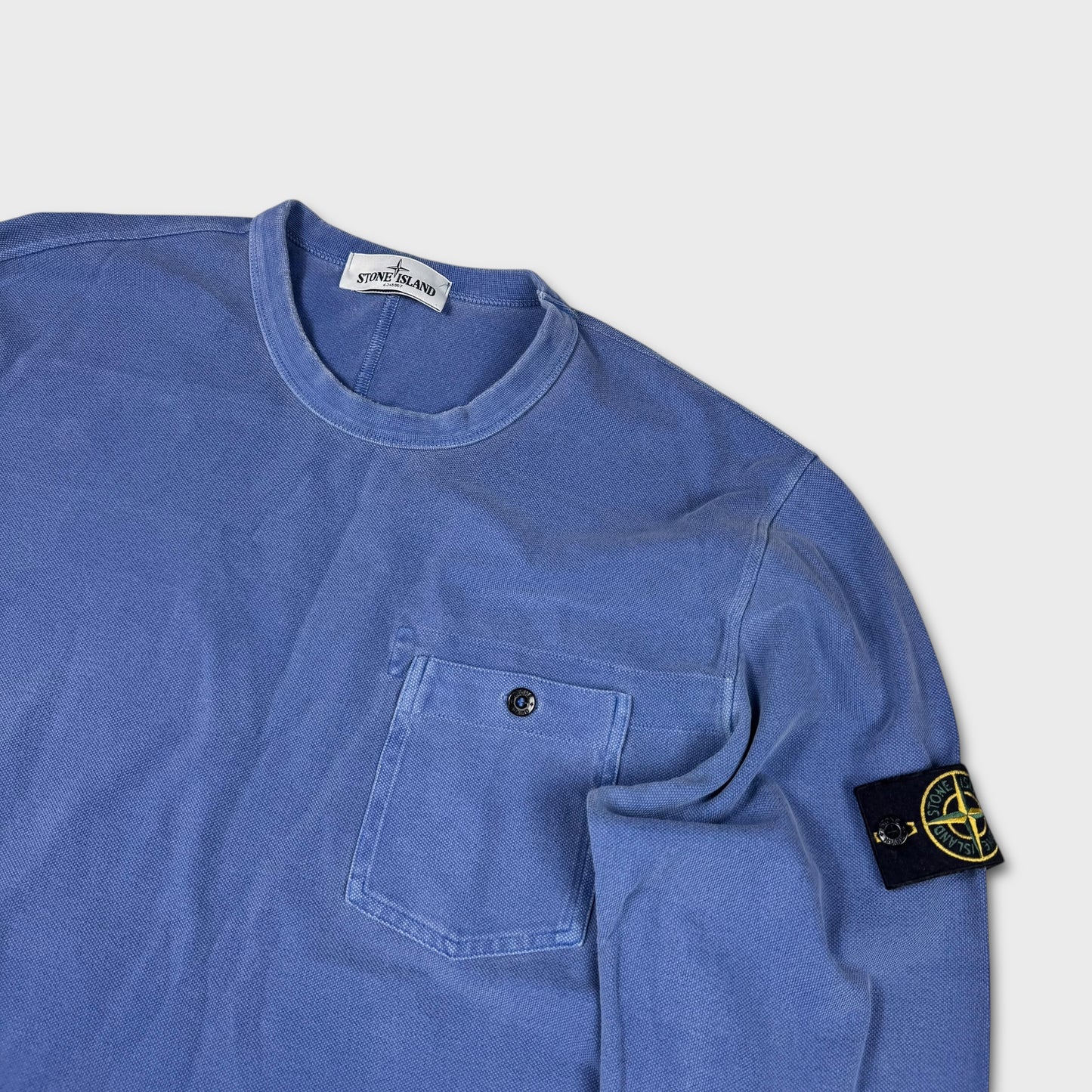 Stone Island Washed Blue Pocket Crewneck XL