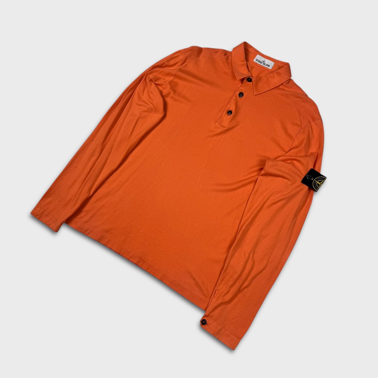 Stone Island Orange Button Up Top L