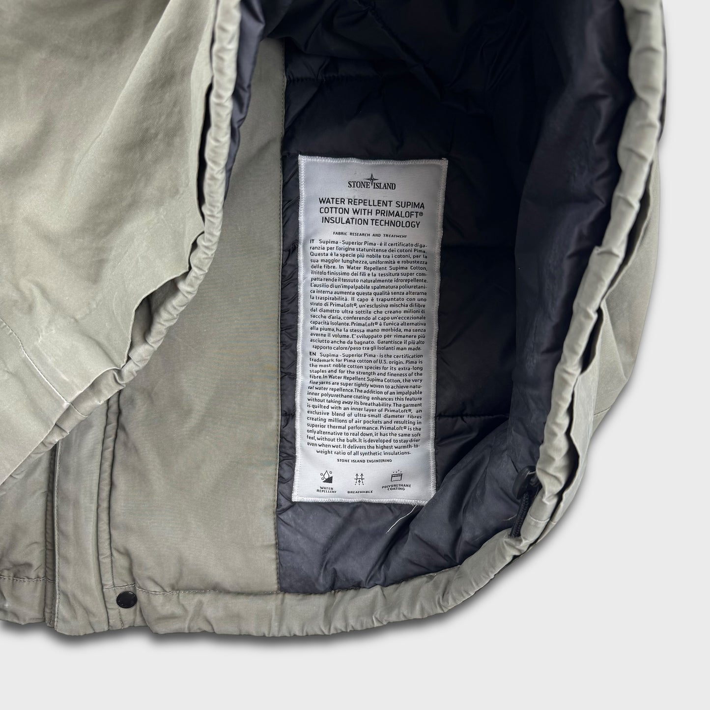 Stone Island Water Repellent Supima Cotton Primaloft Jacket L