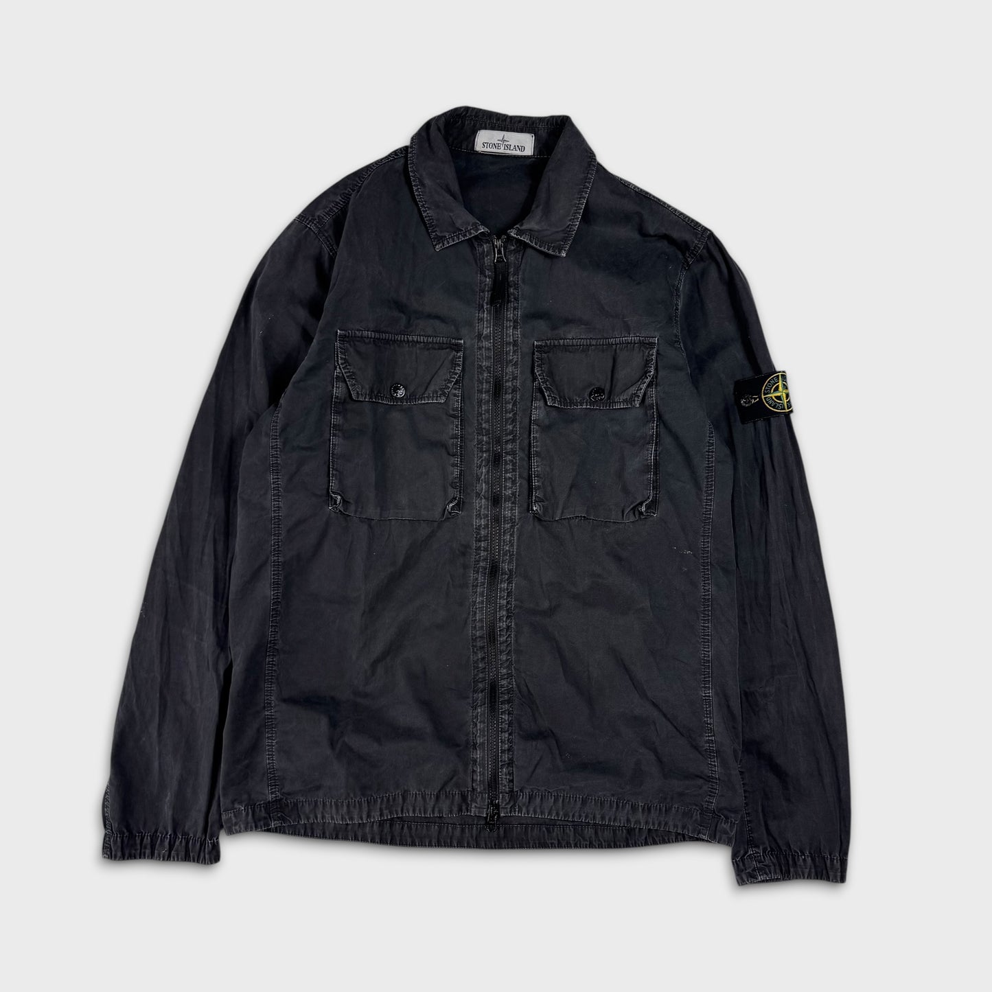 Stone Island Black Old-Dye Zip Overshirt L