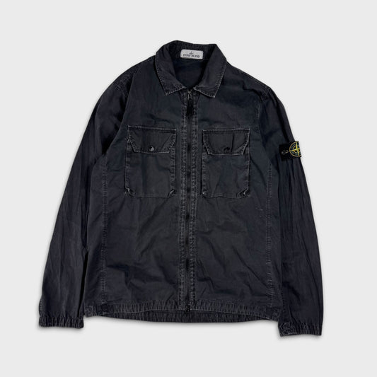 Stone Island Black Old-Dye Zip Overshirt L