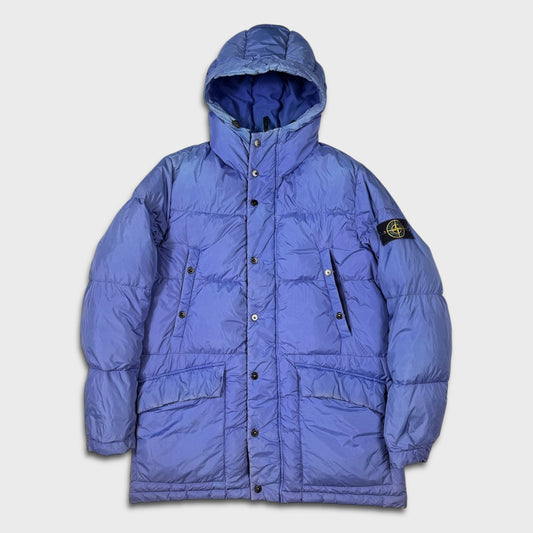 Stone Island Royal Blue Garment Dyed Crinkle Reps Down Parka Jacket M