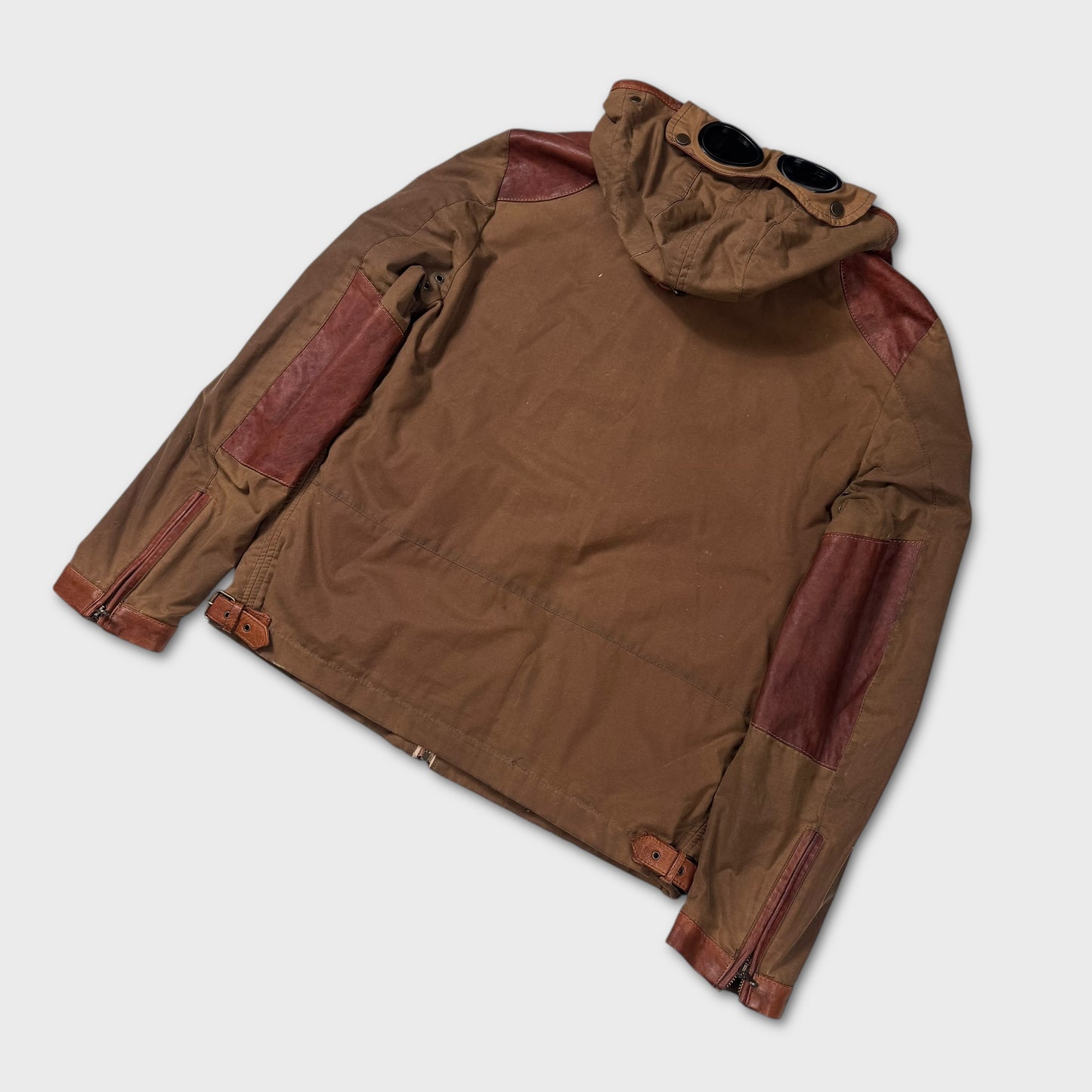 CP Company Hand Wax Finish Leather Goggle Jacket L