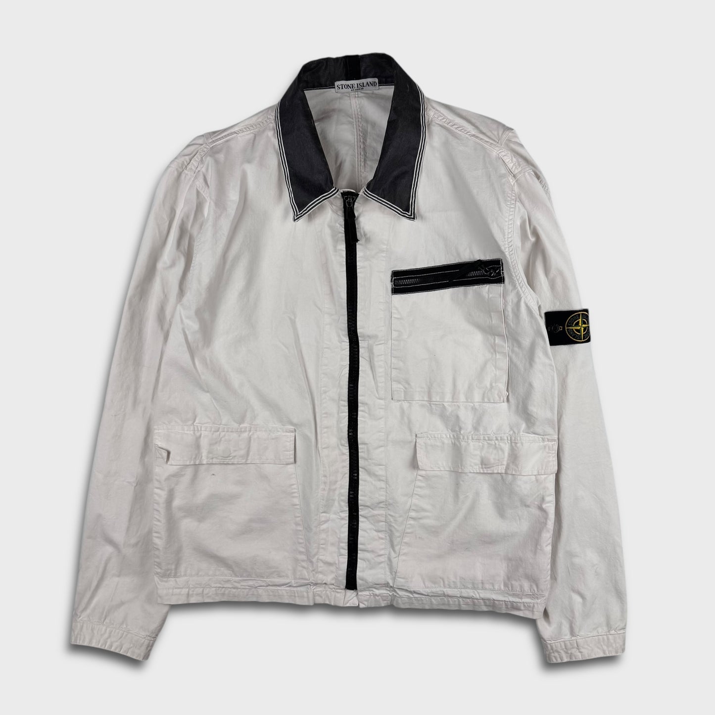 Stone Island 00’s White Canvas Overshirt Jacket XXL