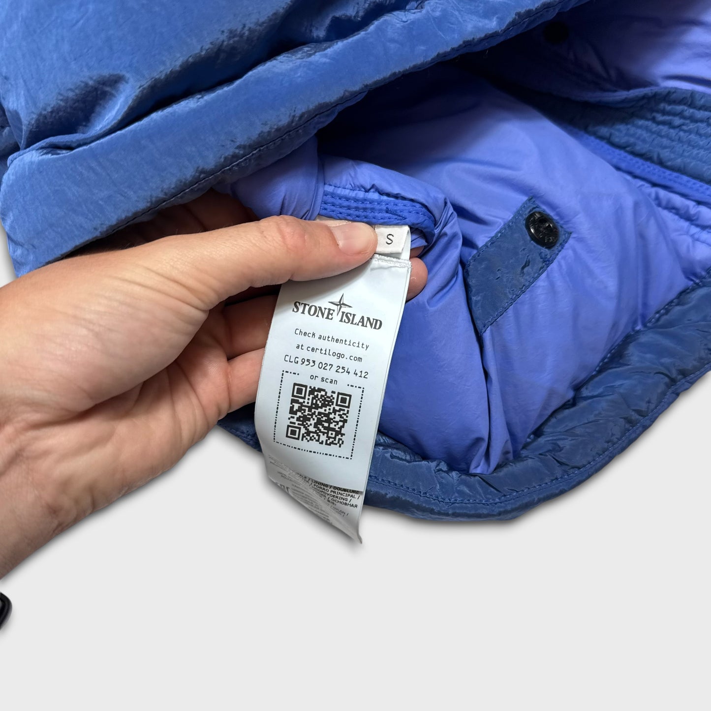 Stone Island Royal Blue Nylon Metal Down TC Puffer Jacket S