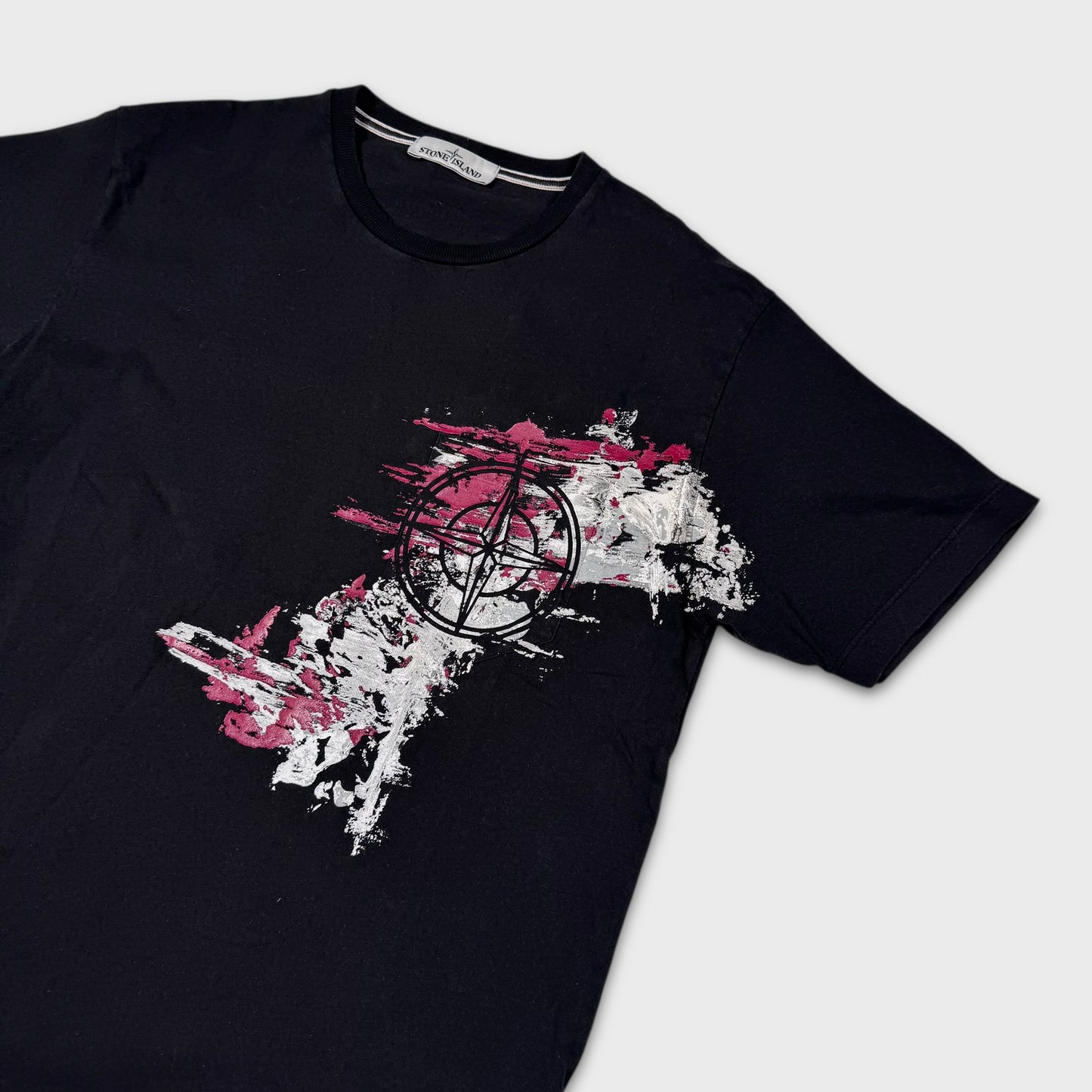 Stone Island Black Graphic Logo T-Shirt L