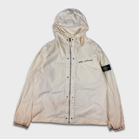 Stone Island White Tela Resinata Hooded Jacket XXL