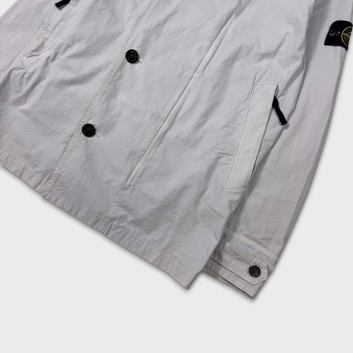 Stone Island Baby Blue Cotton Cordura Hooded Parka Jacket L
