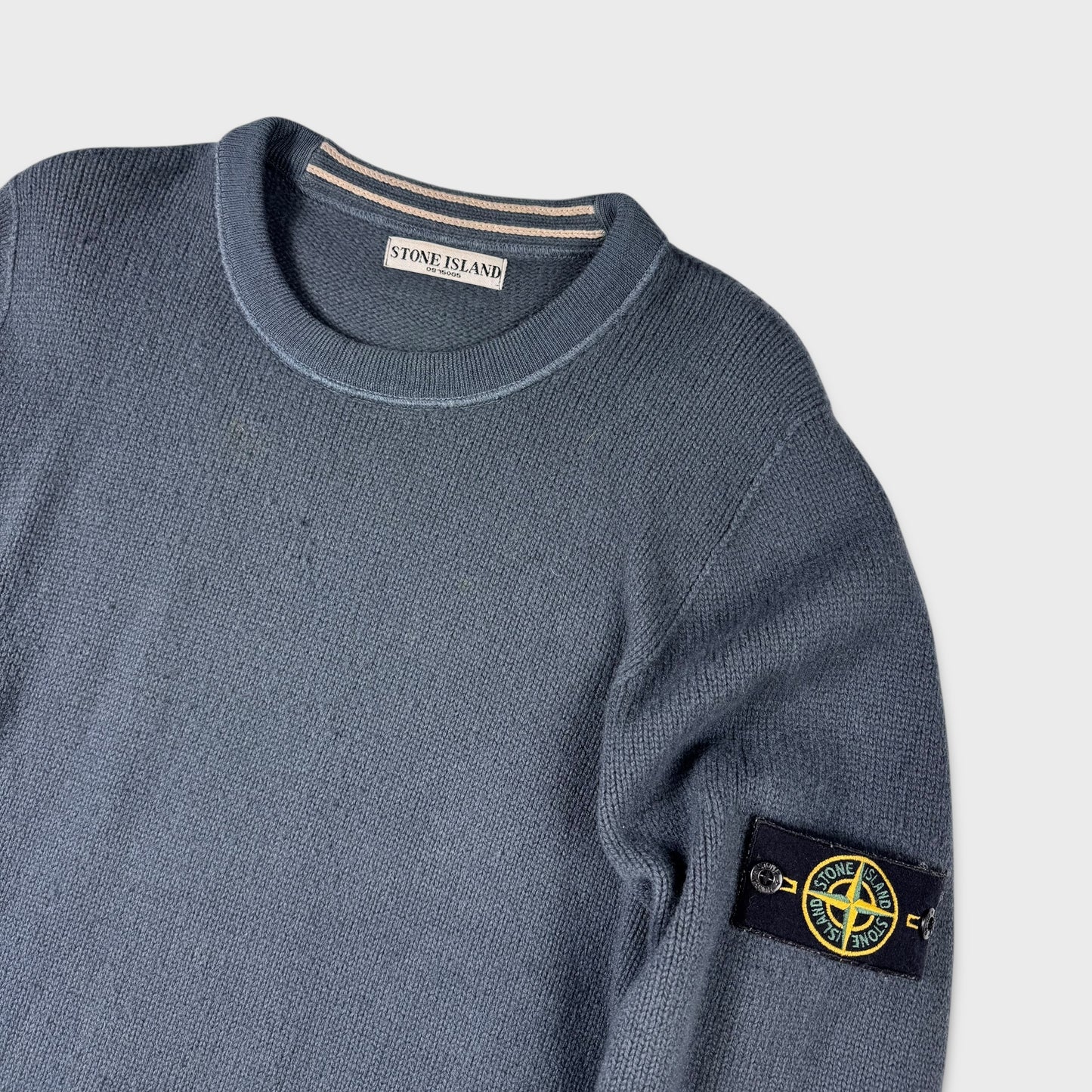 Stone Island ‘08 Blue Ribbed Knit Crewneck L