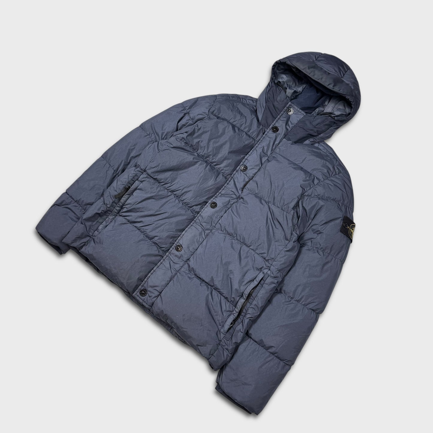 Stone Island Navy Garment Dyed Crinkle Reps Down-NY Jacket L
