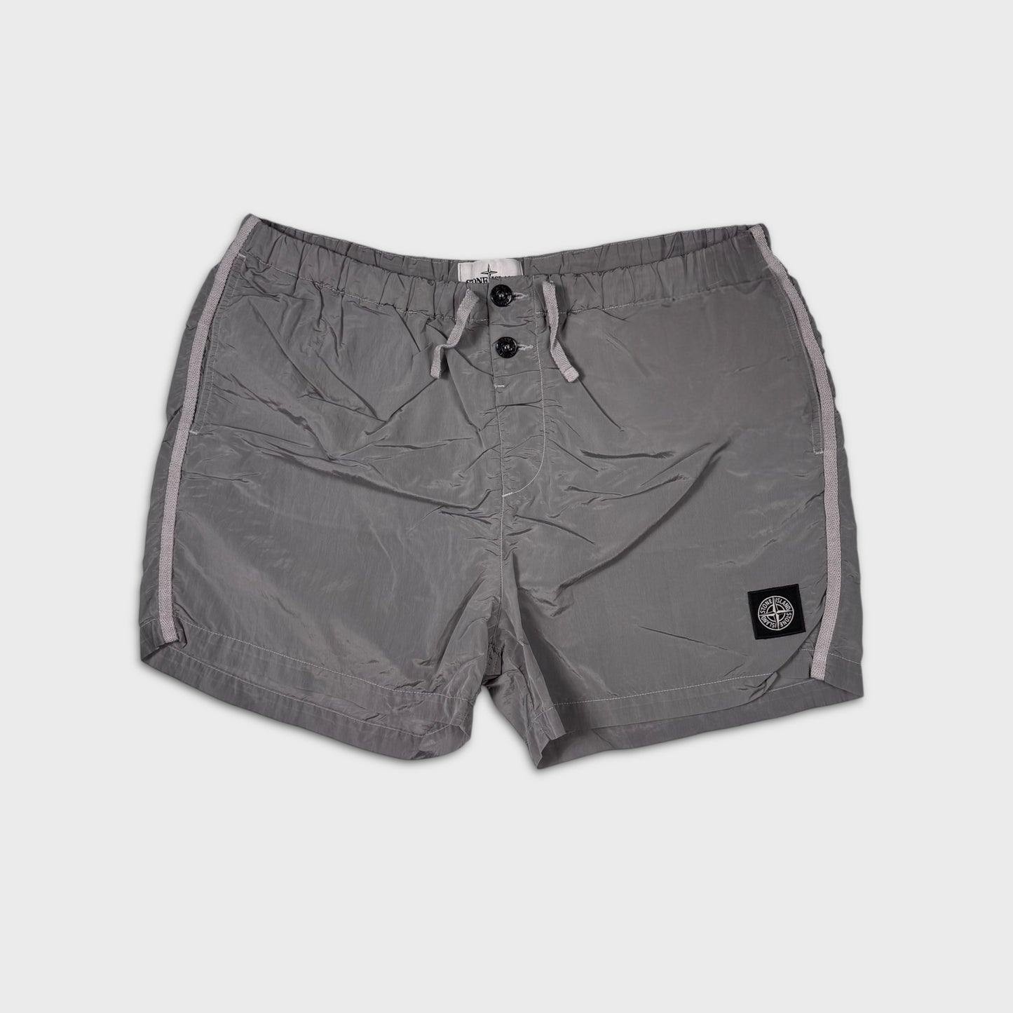 Stone Island Silver Nylon Metal Shorts L
