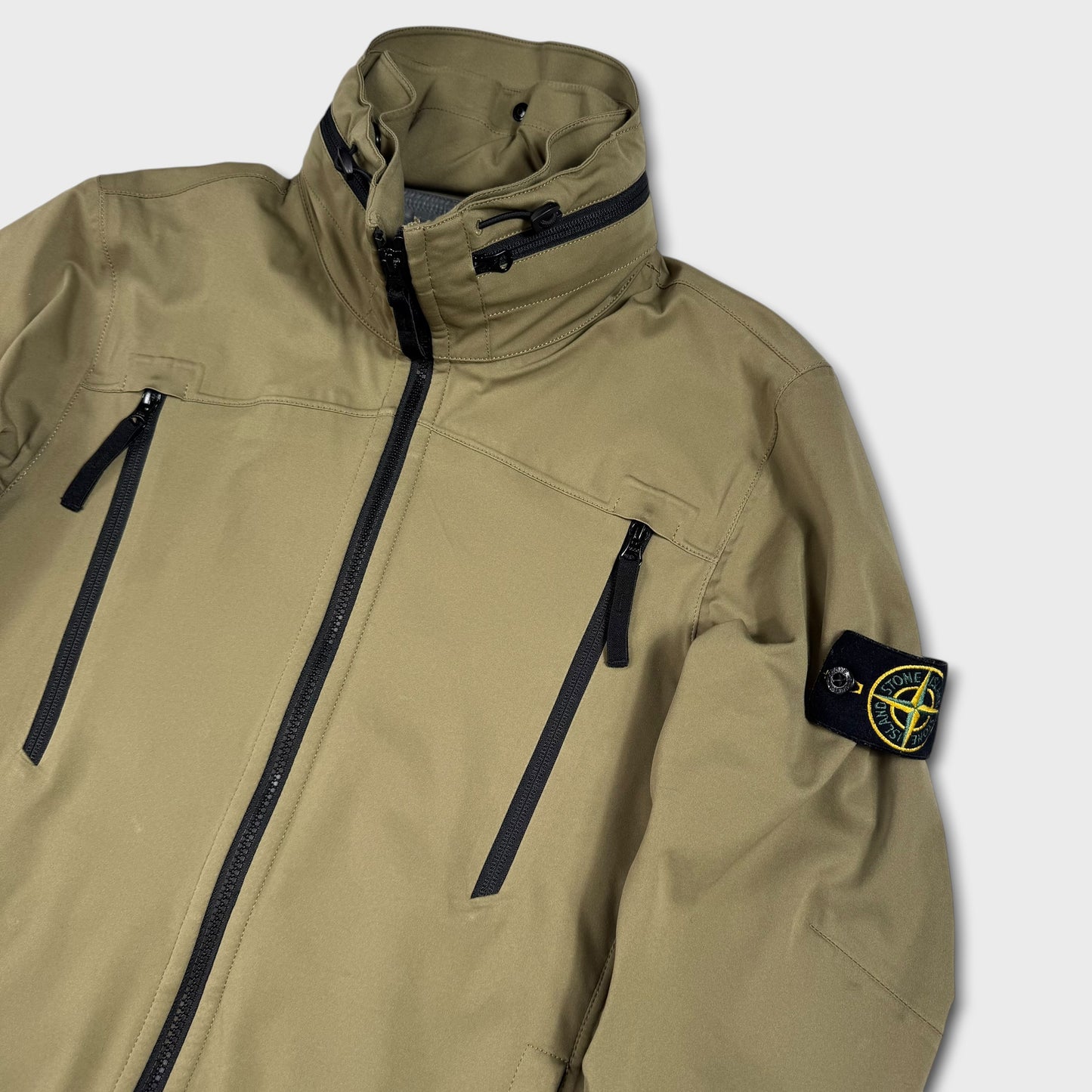 Stone Island Khaki Light Grid Soft Shell Jacket S