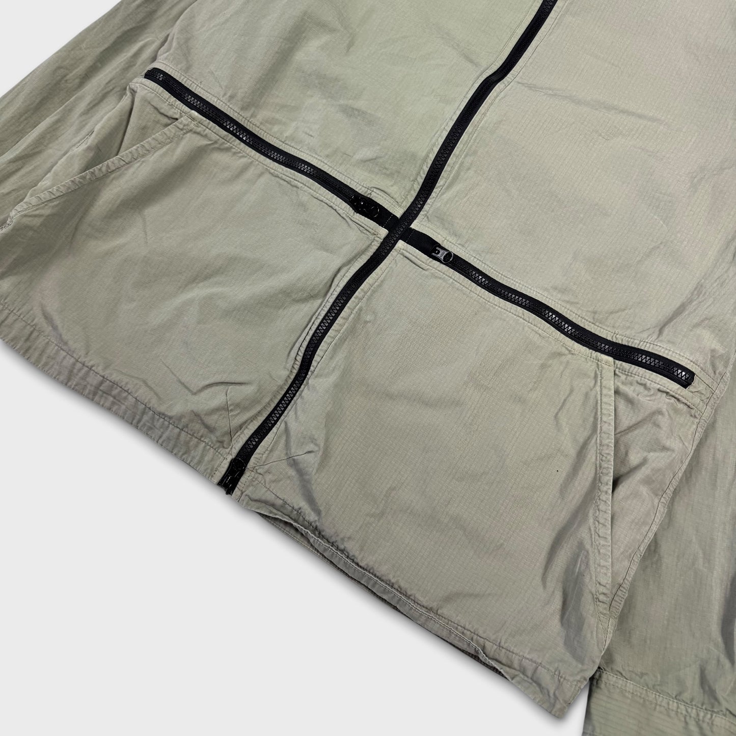 Stone Island Khaki Cotton Canvas Zip Overshirt Jacket XXL
