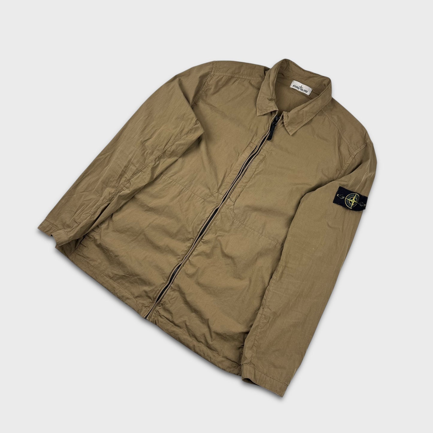 Stone Island Khaki Full Zip Overshirt 3XL