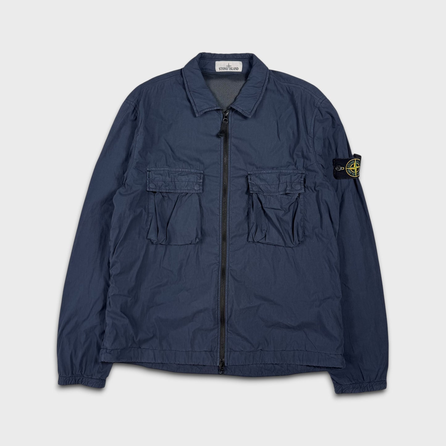 Stone Island Navy Mesh Overshirt Jacket L