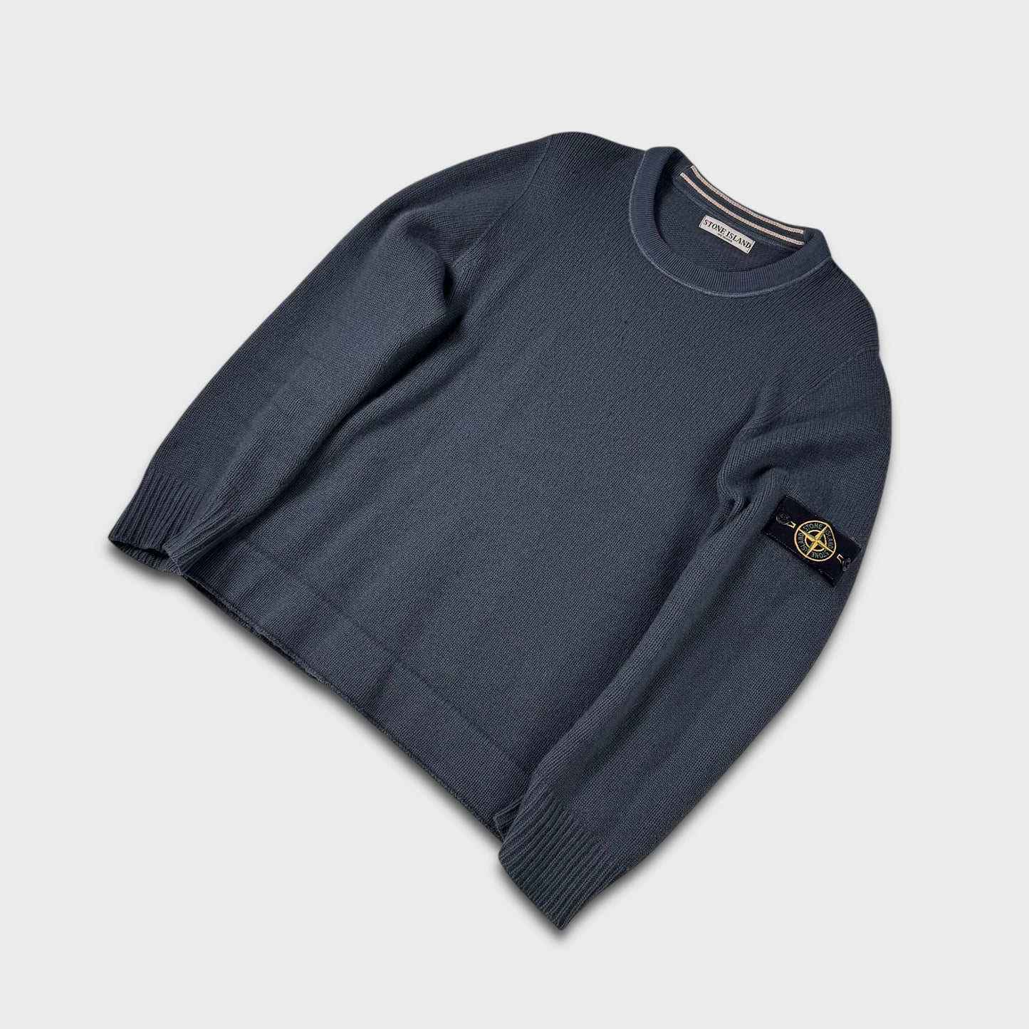 Stone Island ‘08 Blue Ribbed Knit Crewneck L