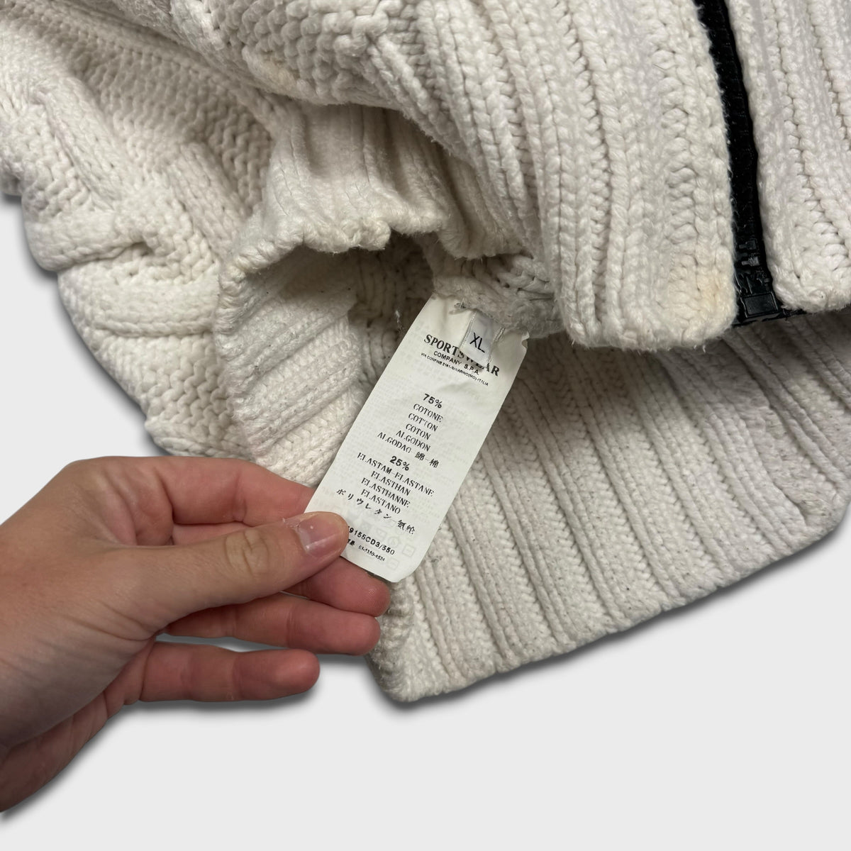 Stone Island White Chunky Heavyweight Knit S