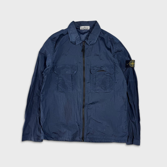 Stone Island Blue Nylon Metal Ripstop Overshirt L