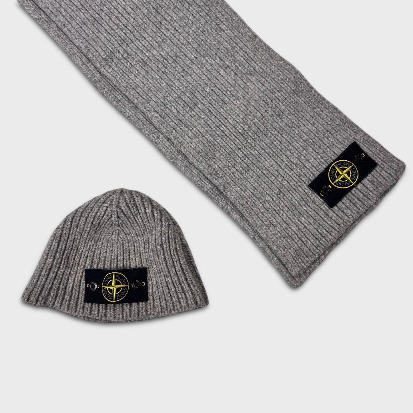 Stone Island Badge Beanie & Scarf Set OS