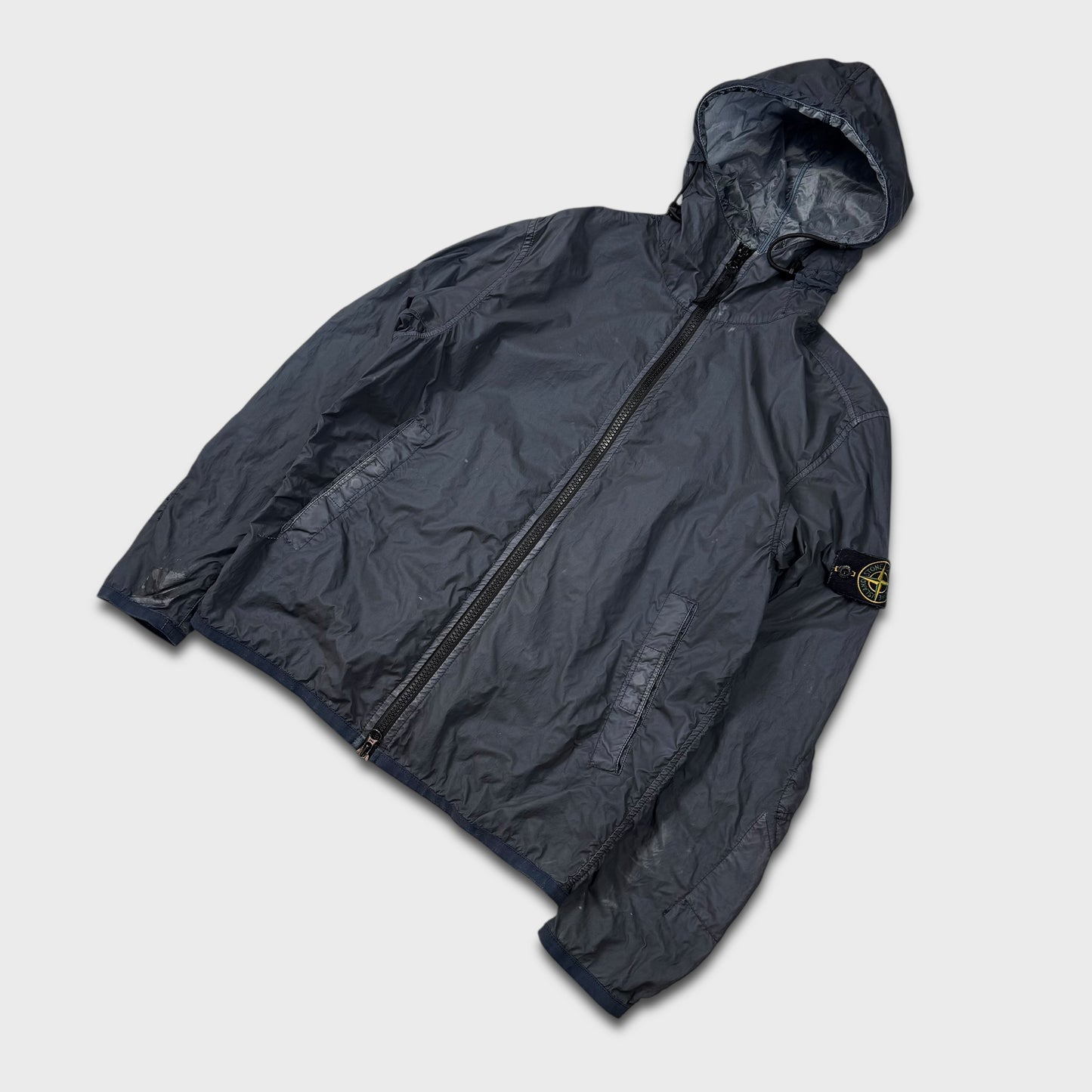 Stone Island Navy Lamy Velour Hooded Jacket M