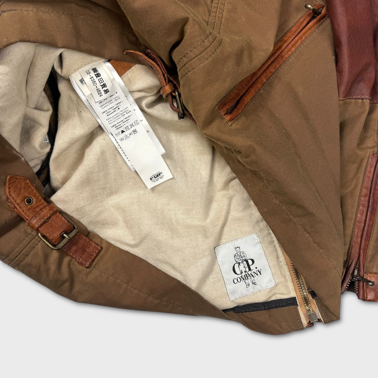 CP Company Hand Wax Finish Leather Goggle Jacket L