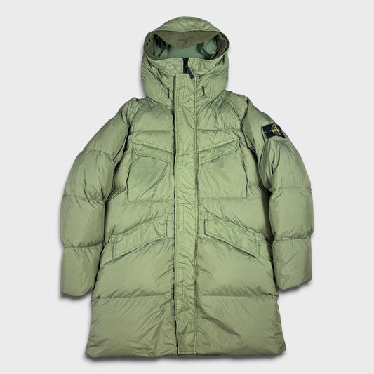 Stone Island Sage / Olive Crinkle Reps Down R-NY Parka Jacket L