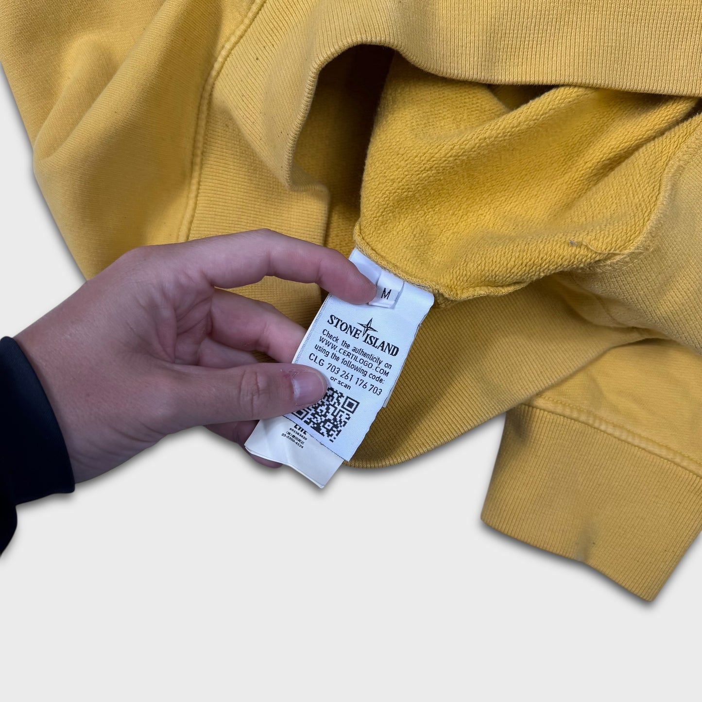 Stone Island Yellow Spellout Badge Crewneck M