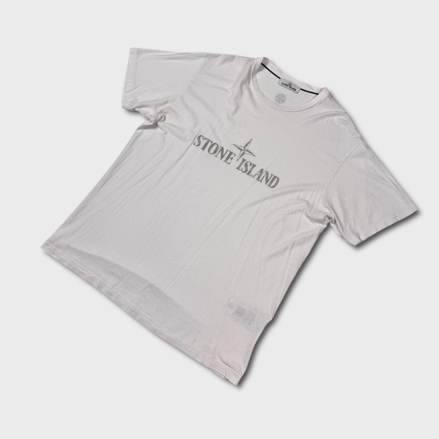 Stone Island White Spellout T-Shirt XXL