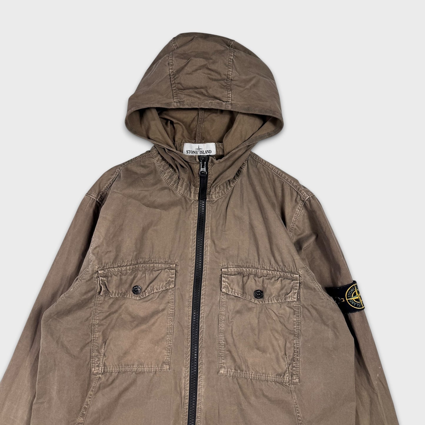 Stone Island Olive Hooded Full Zip Overshirt Jacket M