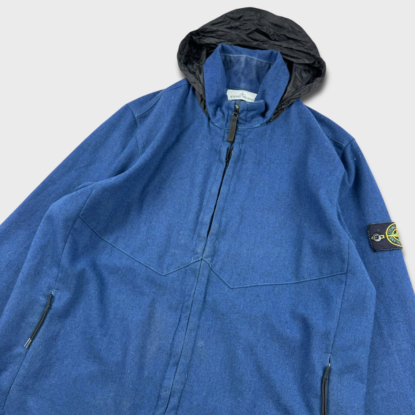 Stone Island Blue Wool Soft Shell Jacket XL