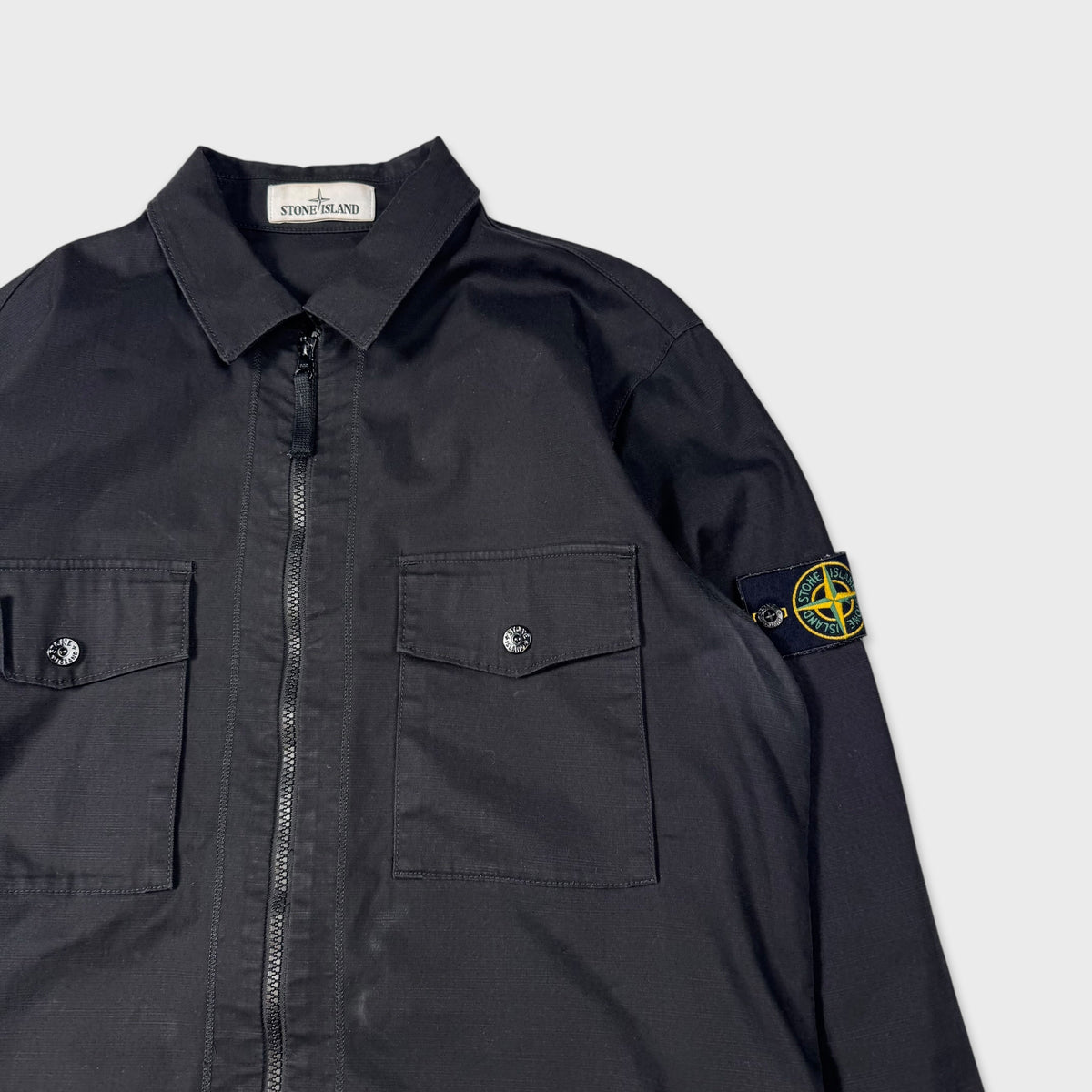 Stone Island Black Full Zip Overshirt M