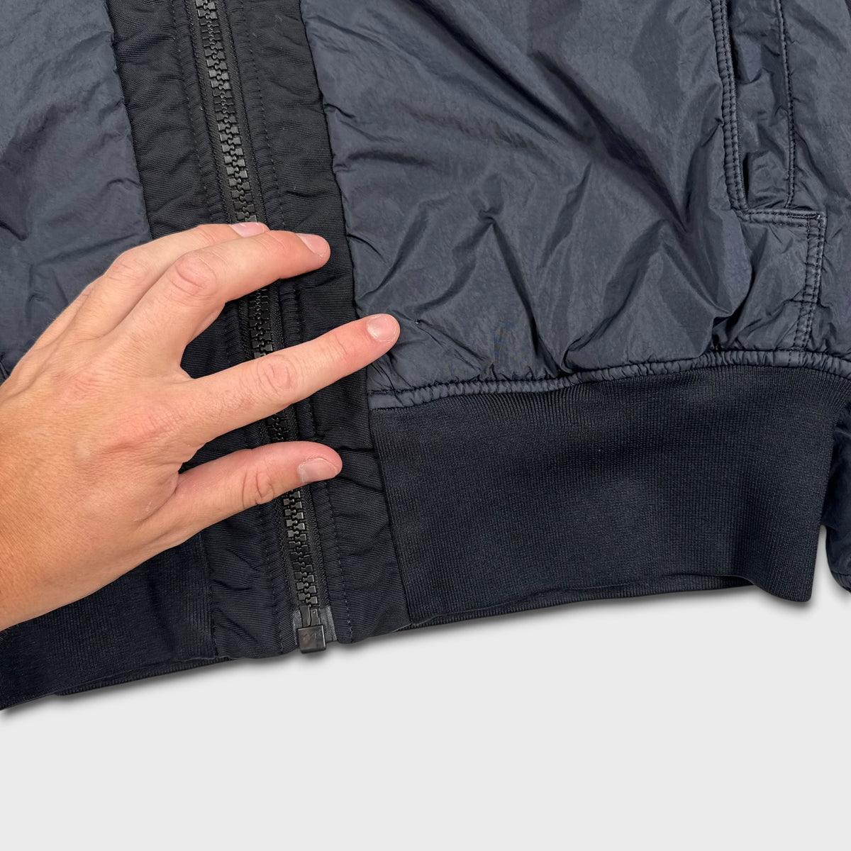 Stone Island Navy Garment Dyed Crinkle Reps NY Bomber Jacket M