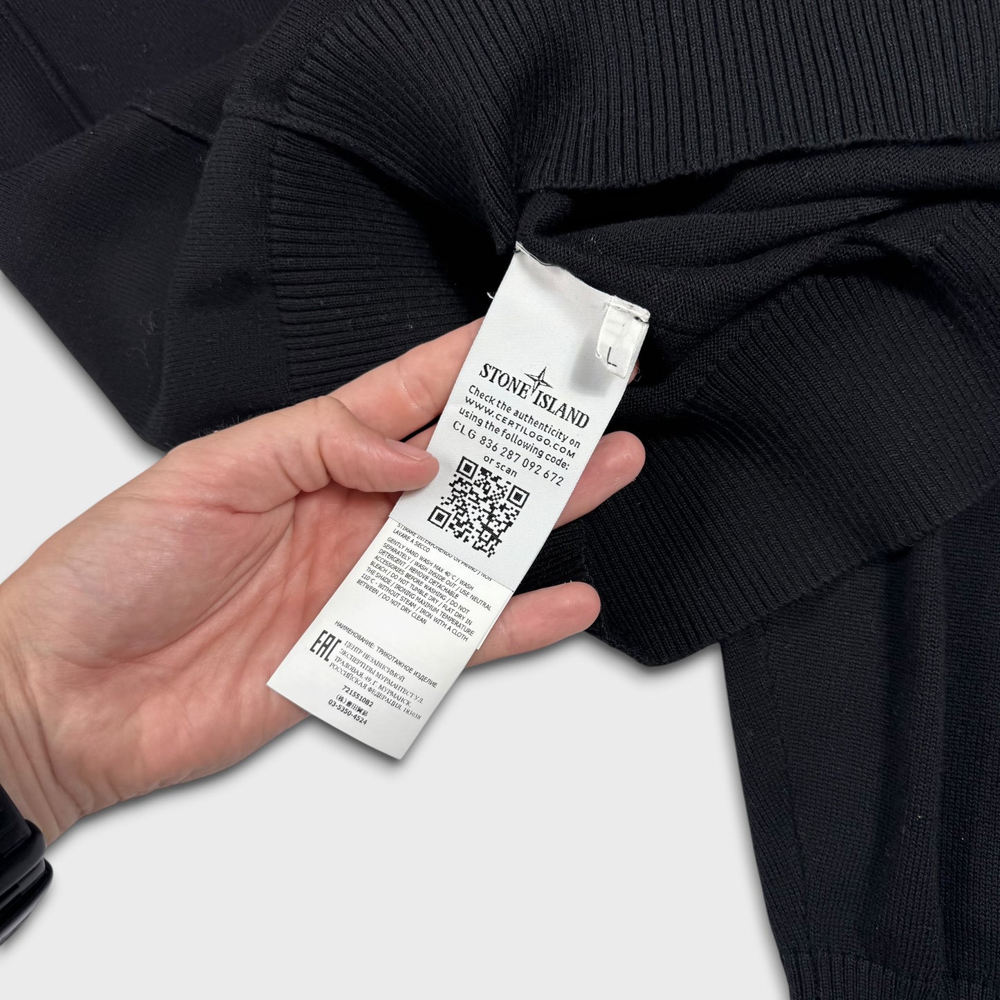 Stone Island Black Knit Crewneck L