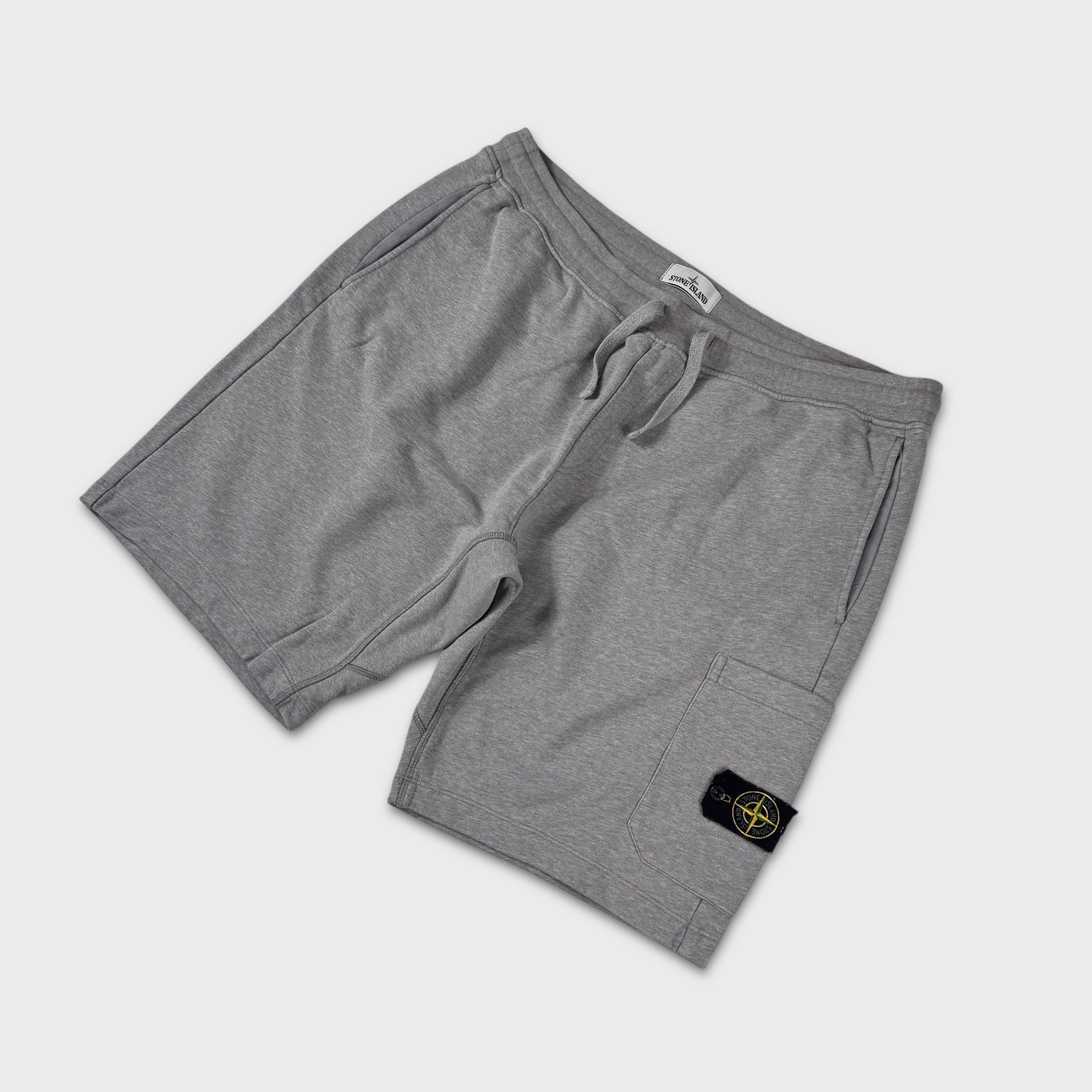 Stone Island Grey Cotton Badge Shorts 3XL