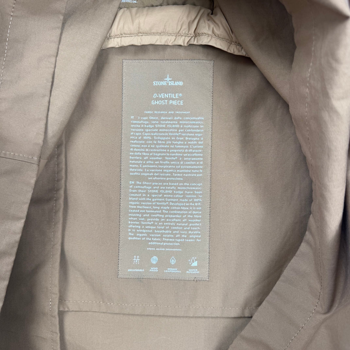Stone Island 2025 O-Ventile Down Ghost Parka Jacket M