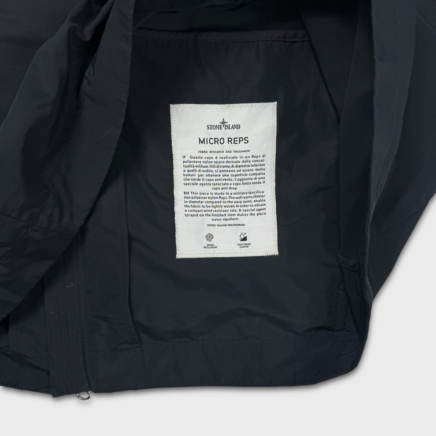 Stone Island Black Weather Resistant Micro Reps Jacket M