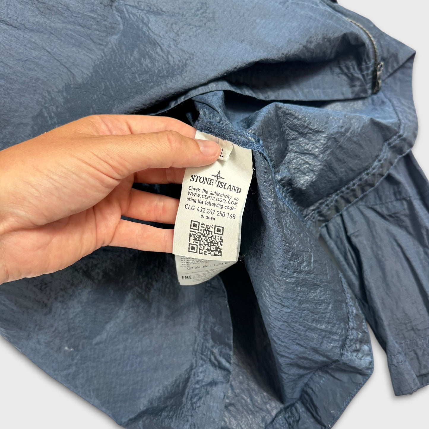 Stone Island Blue Nylon Metal Ripstop Overshirt L
