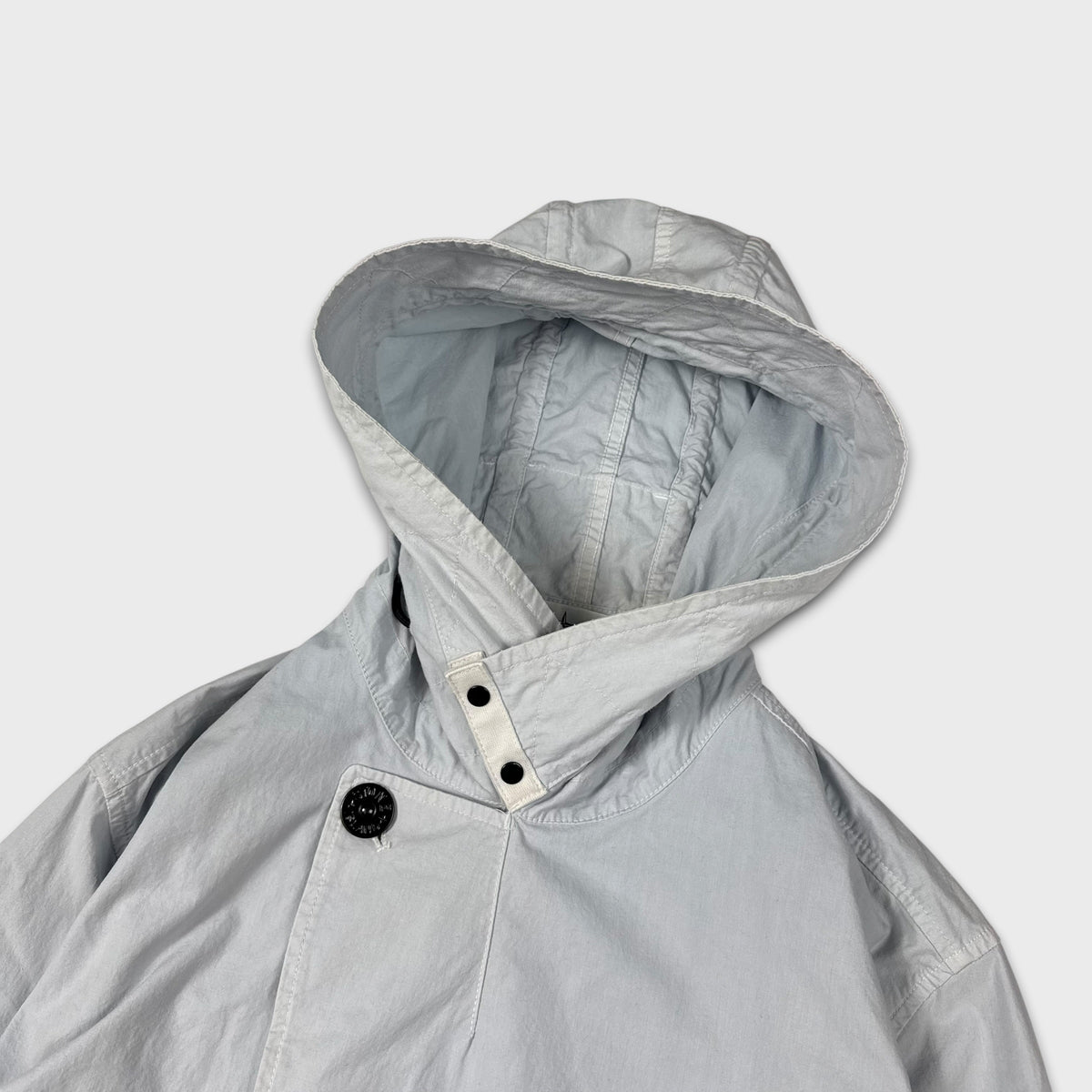 Stone Island Baby Blue Cotton Cordura Hooded Parka Jacket L