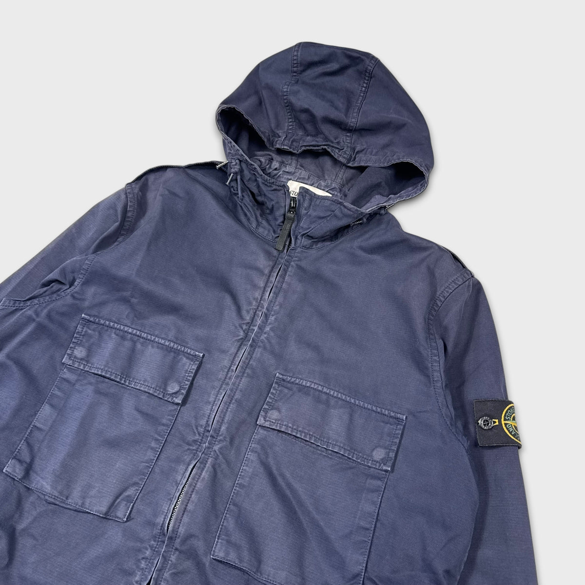 Stone Island Navy Cotton Canvas Hooded Overshirt XL