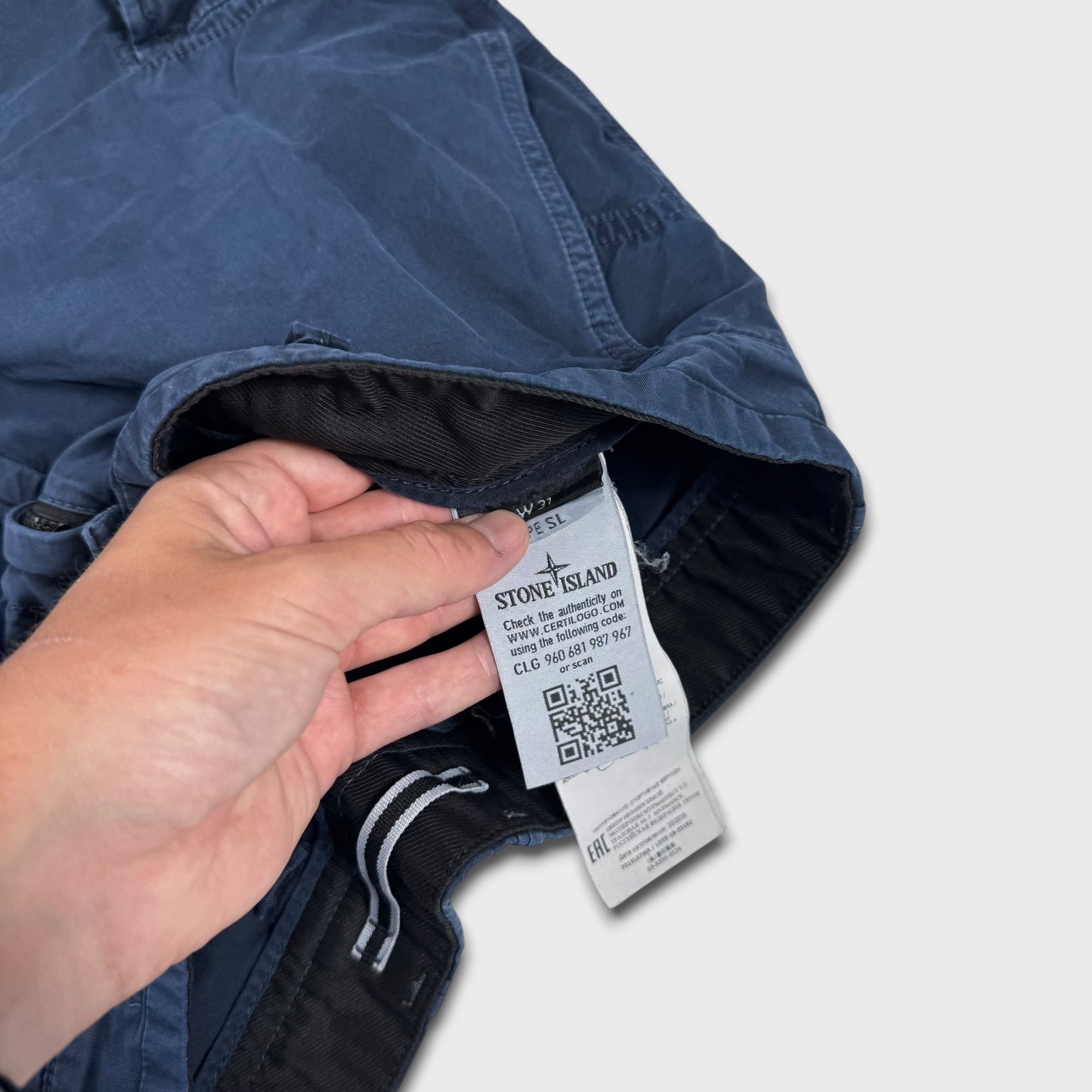 Stone Island Blue Washed Cargo Shorts W31