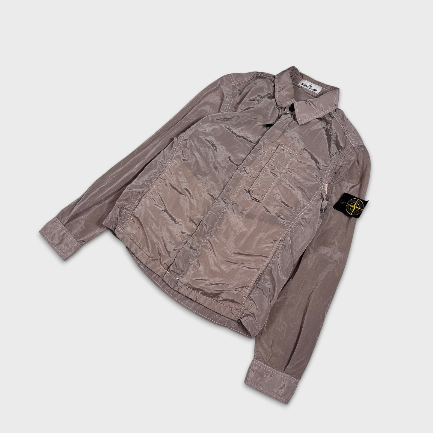 Stone Island Peach / Silver Nylon Metal Overshirt S