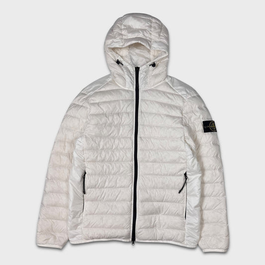 Stone Island White Loom Woven Chambers R-Nylon Down-TC Jacket L