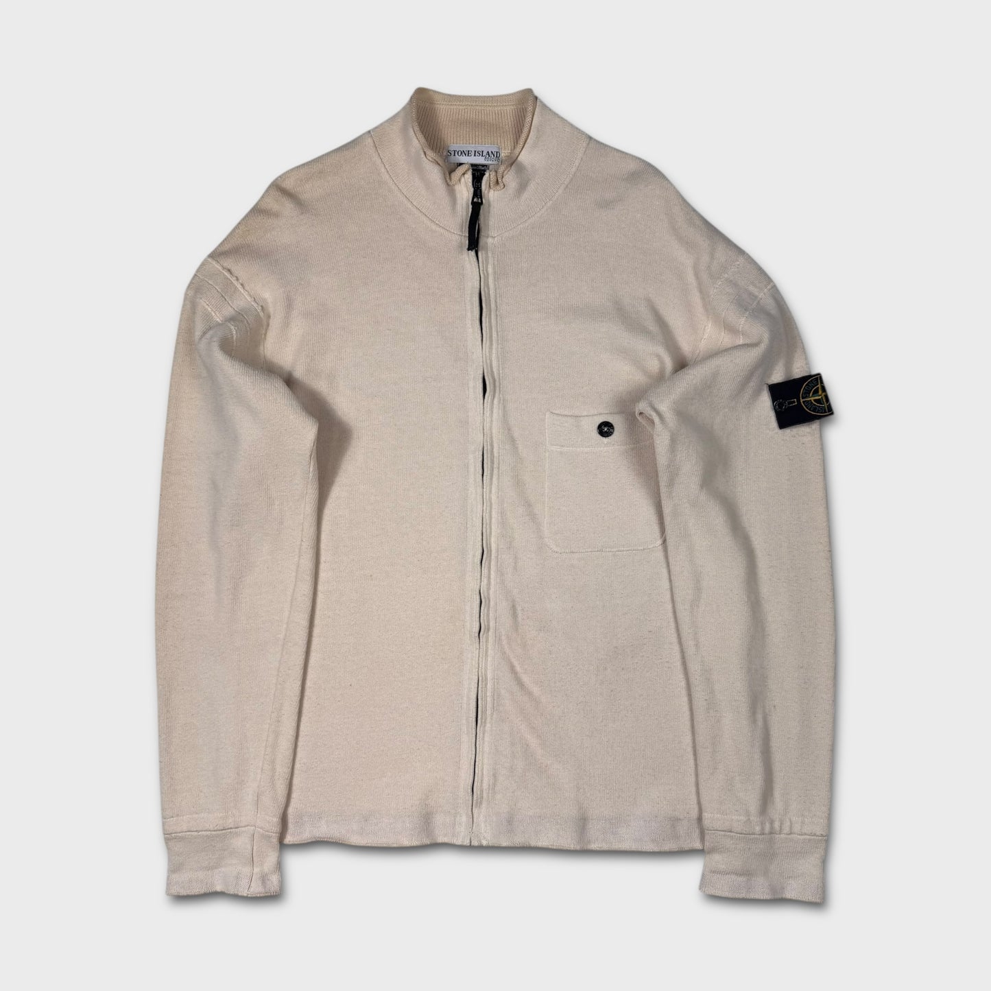 Stone Island Vintage Cream Zip Up Knit XL