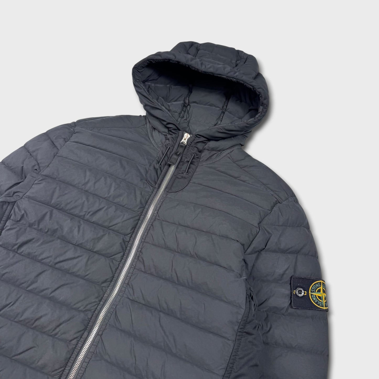 Stone Island Black Loom Woven Down Chambers Jacket S