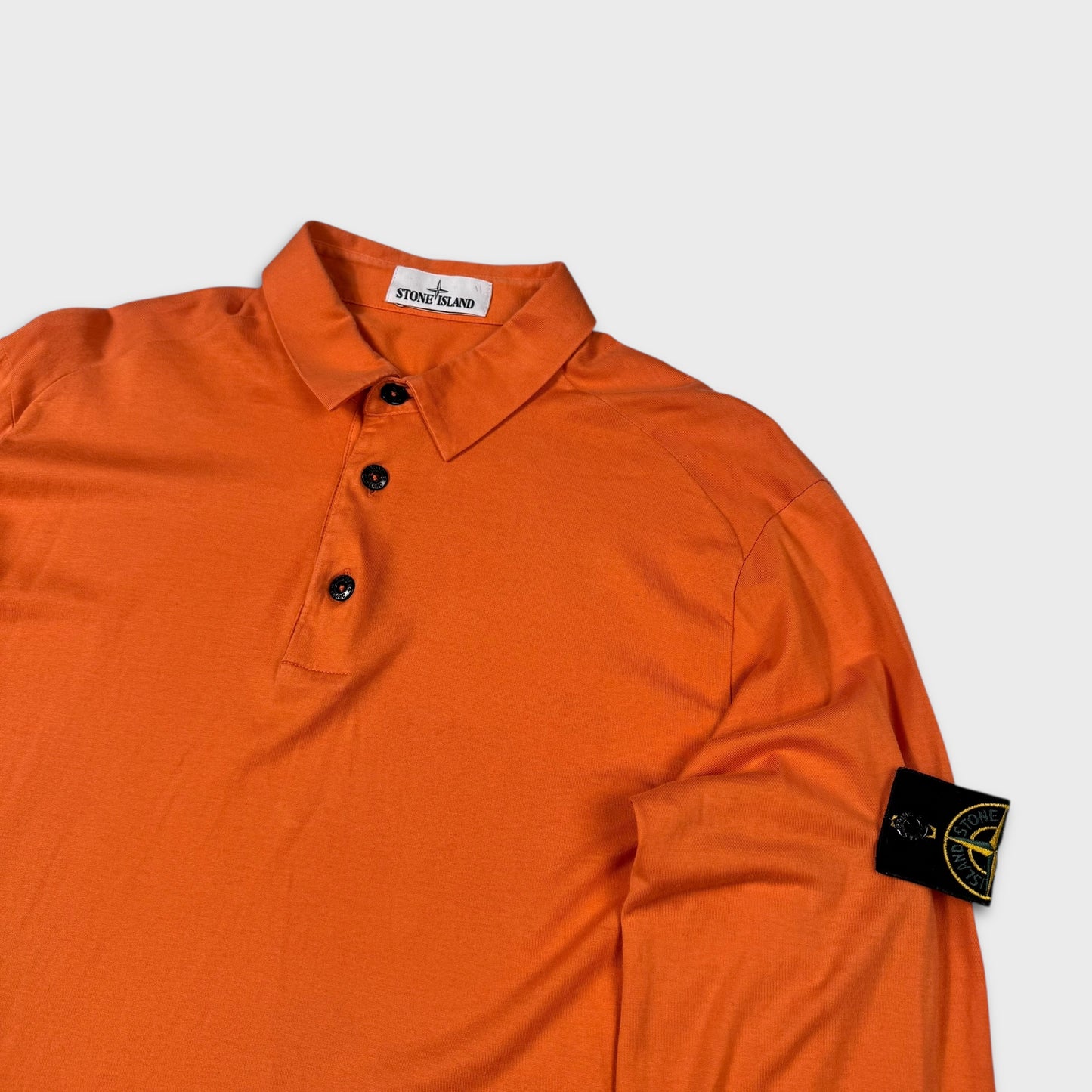 Stone Island Orange Button Up Top L