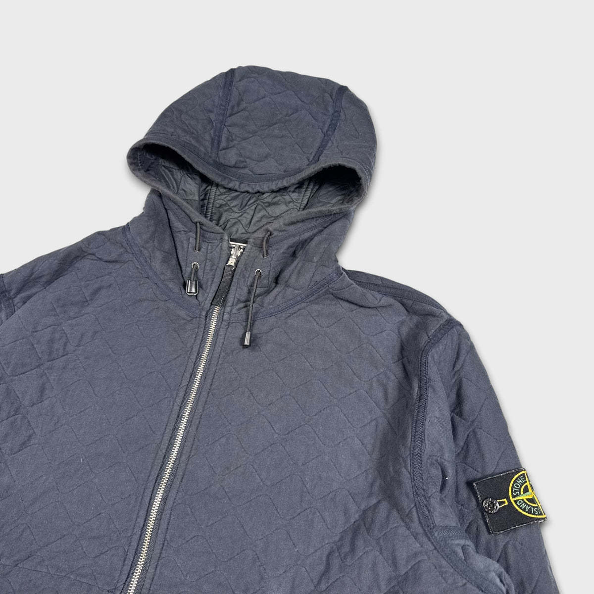 Stone Island Reversible Quilted Wave Pattern Hooded Jacket 3XL